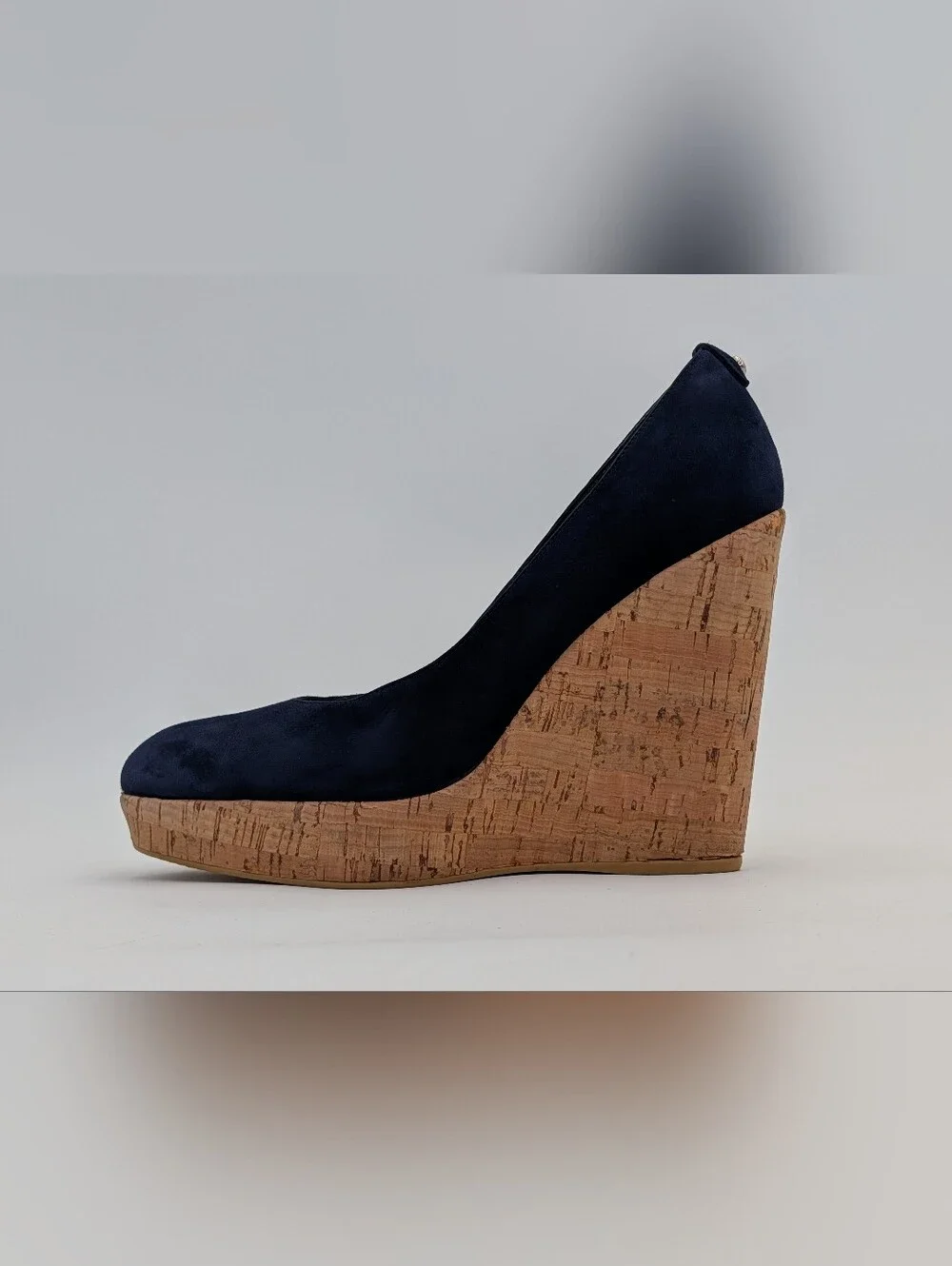 Stuart Weitzman Size 11 N Corkswoon Navy Blue Genuine Suede Cork Wedge Pump Heel